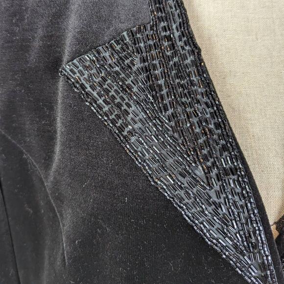 80s Vintage Velvet Beaded Blazer Black - Picture 12 of 16
